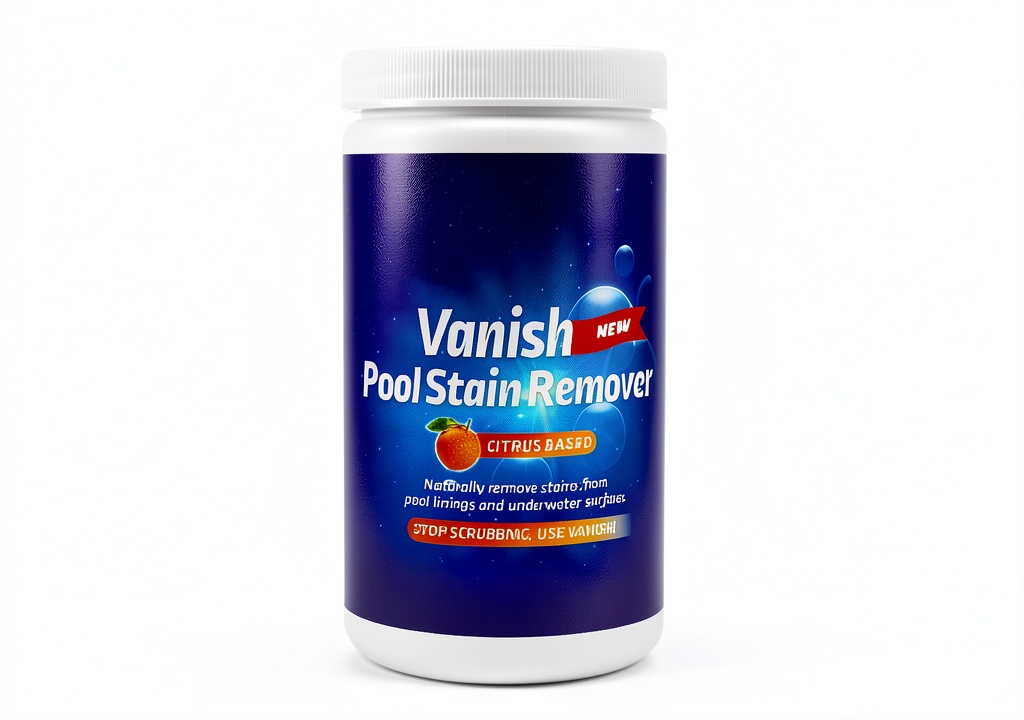 Pouring Bosh Chemical Pool Stain Remover into a pool