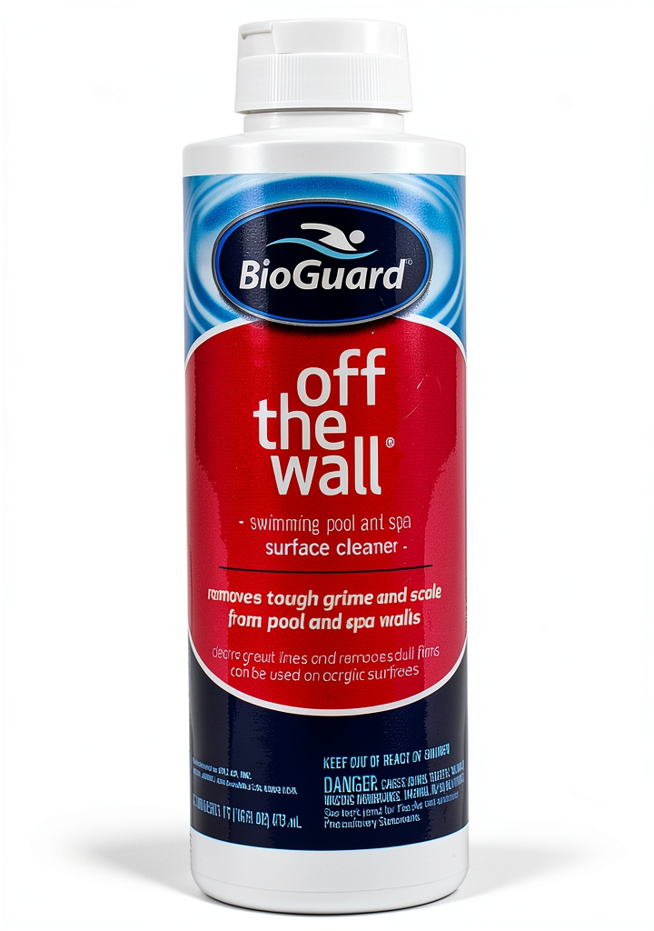 Applying BioGuard liquid stain remover to a pool surface