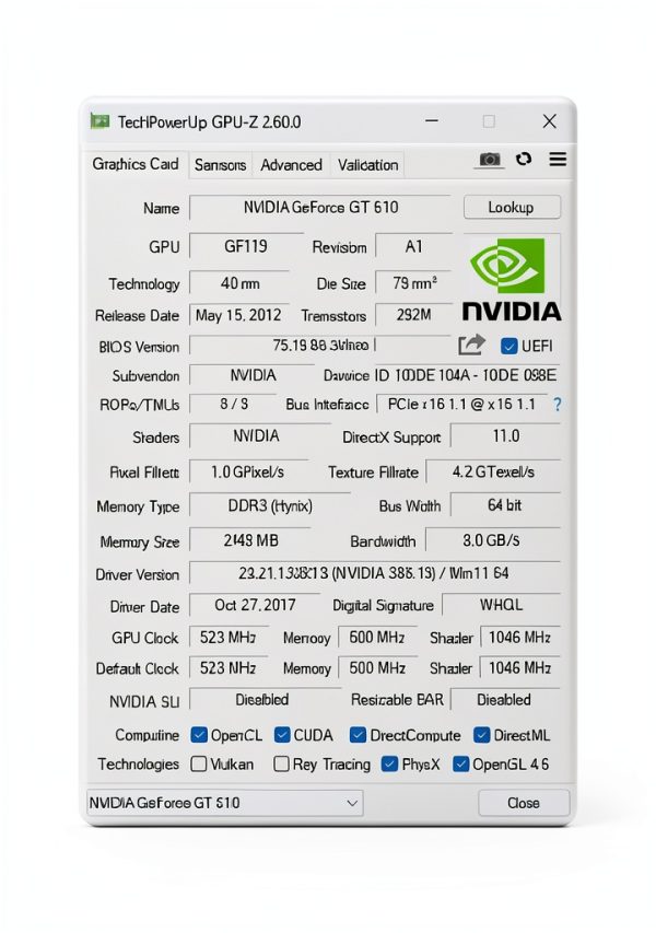 Glorto GeForce GT 610 Graphics Card HDMI VGA DVI-5