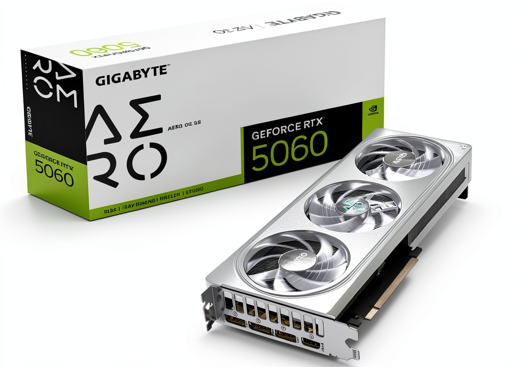 GIGABYTE RTX 5060 AERO OC installed in a gaming PC