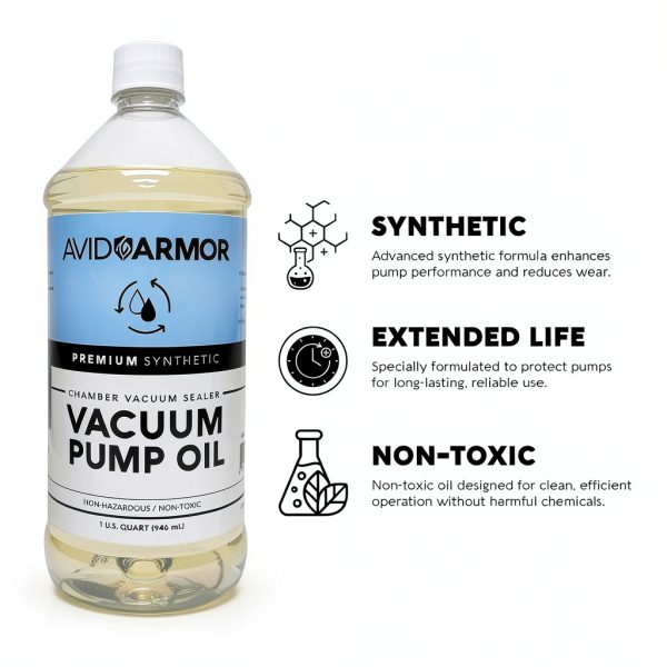Avid Armor Premium Synthetic Vacuum Pump Oil – High-Performance 46 Viscosity, 32 oz (1 Quart) for Chamber Vacuum Sealers Machines-2